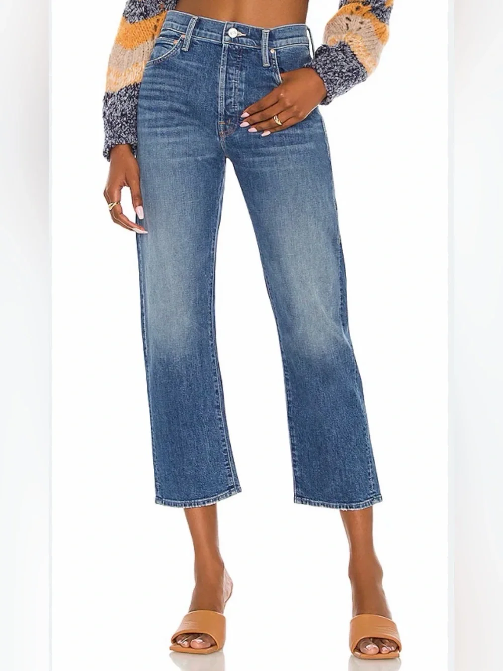 MOTHER Superior The Ditcher Cropped Straight Jeans in Running With Scissors